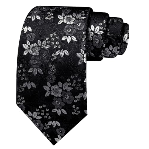 Image of Barry.Wang Men Tie Set Floral Paisley Silk Necktie Pocket Square Cufflinks Formal Wedding Party Business
