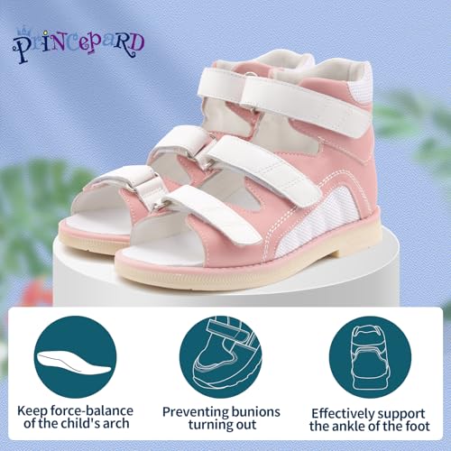princepard Kids Orthopedic Sandals with Arch and Ankle Support,High Top Shoes3