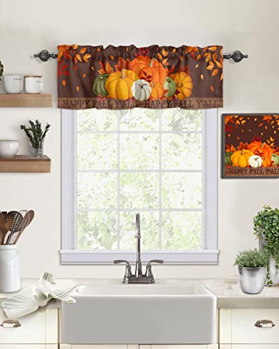 Cosybright ZJP-20220701-SLXM11610CLIACBT Window Valance Light Filtering Window Treatment Thanksgiving Harvest Pumpkin Fall Rod Pocket Curtain Valance,54X18 Inch Decorative Kitchen Valance thumb #7