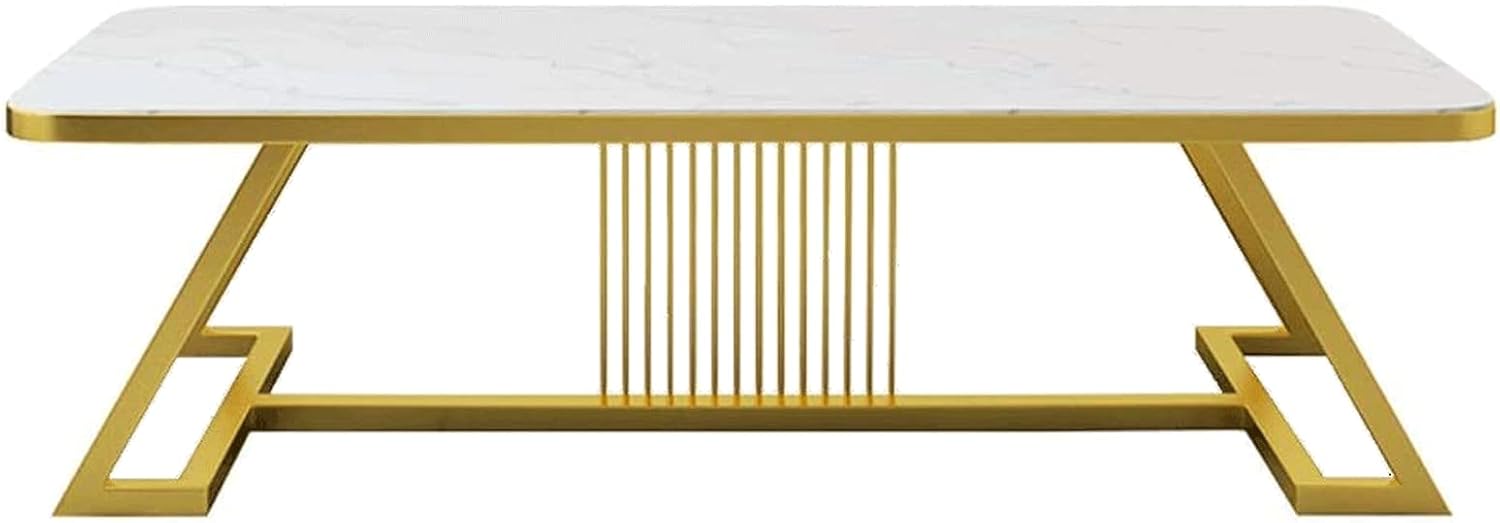 Rectangle Marble Coffee Table Nordic Wrought Iron White