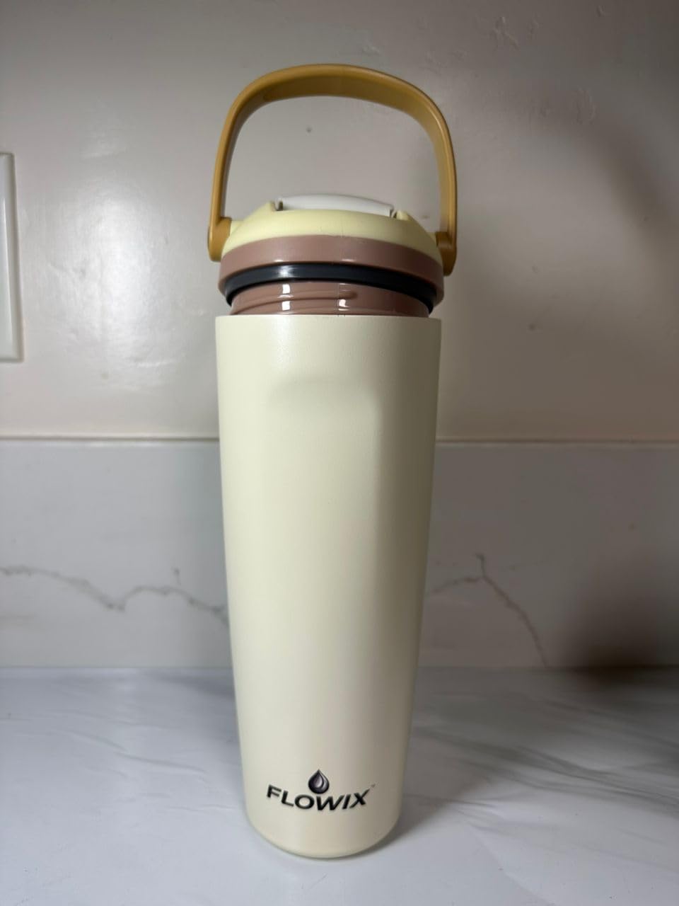 FLOWIX 30oz Insulated Stainless Steel Water Bottle with Straw Lid, Leak-Proof, BPA Free, Reusable Sports Bottle – Purple (CREAM)