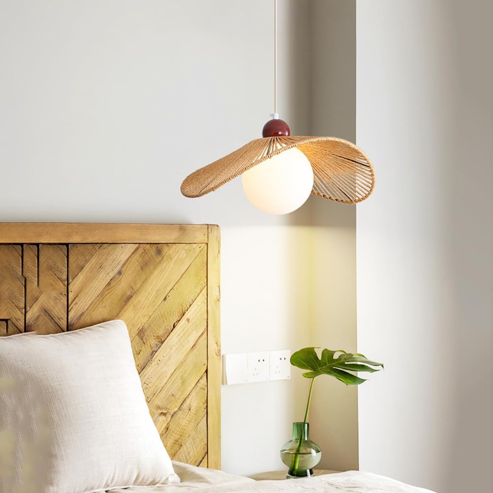 Lampy sufitowe do sypialni Boho Lampa wisząca do jadalni Kuchnia Wyspa Drewniana ręcznie tkana lampa wisząca do sypialni w stylu rustykalnym Salon