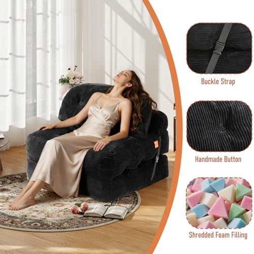 Image of Folding Sofa Bed, Convertible Sleeper Chair with Back Support and Pillow