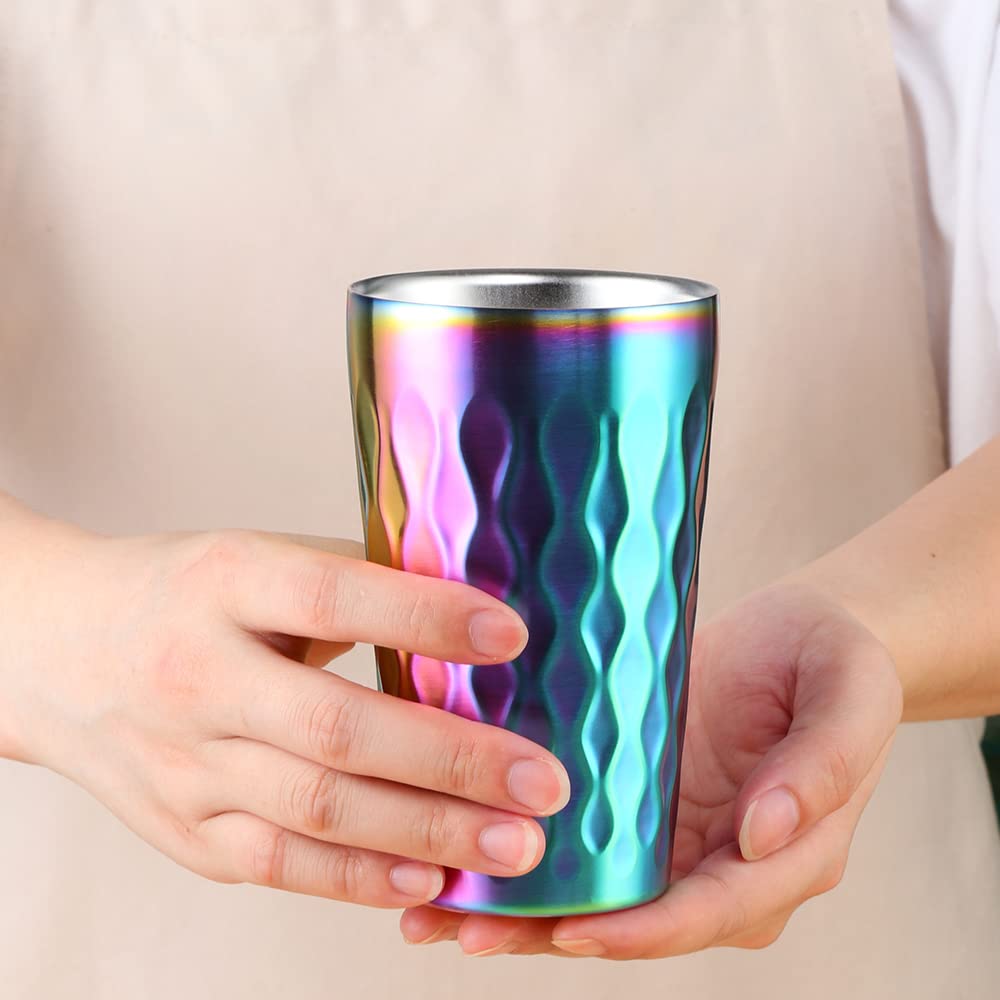 Buyer Star 10oz Edelstahl Becher Set, 6 Stück Doppelwandiger Metallbecher, Vakuum Stapelbar Isolierte Tragbare Trinkbecher Unzerbrechliche Gläser, für Zuhause Outdoor Restaurant (Regenbogen Farbe)