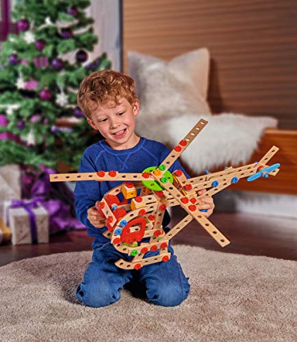 Eichhorn 100039048 - Hubschrauber 225-teilig Holz-Konstruktions-Set, 5 verschiedene Modelvarianten baubar – Bild 4