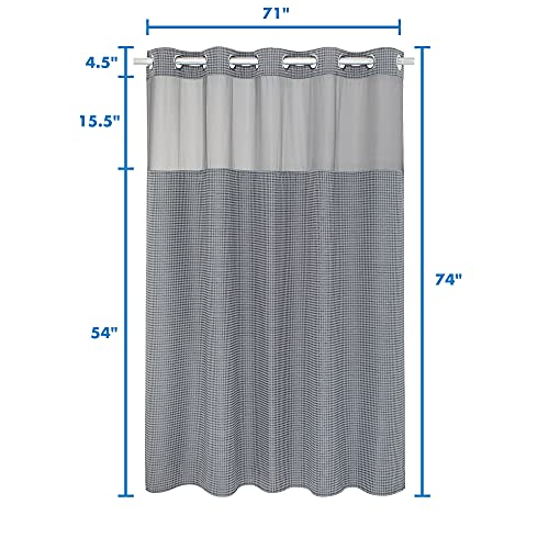 Modern Hotel Grade No Hooks Needed Shower Curtain Or Liner (Grey Window+Liner, Standard(71W X 74L)) #TOP6