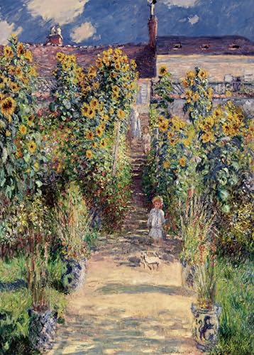 Puzzle für Erwachsene 1000 Teile Der Künstlergarten in Vétheuil von Claude Monet 70 x 50 cm Puzzles für Erwachsene Pädagogisches Spiel Herausforderung 1000 Teile Puzzles für Erwachsene