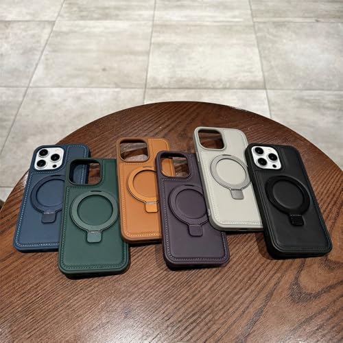Étui de téléphone avec support en cuir marron antichoc iPhone 15 - 2