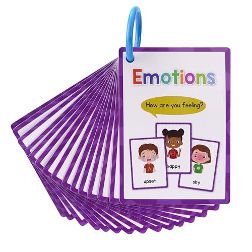 TOCCOOL Emotion Flash Cards -15 Double-Sided Cards with Emotion Faces, for Speech Therapy, SEL, Classroom/Home, Autism Support with Binder Ring
