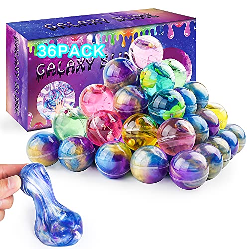 36 Pack Galaxy Slime Ball Kits with Crystal Slime, Party Favors for Kids, Unicorn Party Slime, Fluffy & Stretchy, Non-Sticky, Stress Relief, Super Soft for Girls & Boys