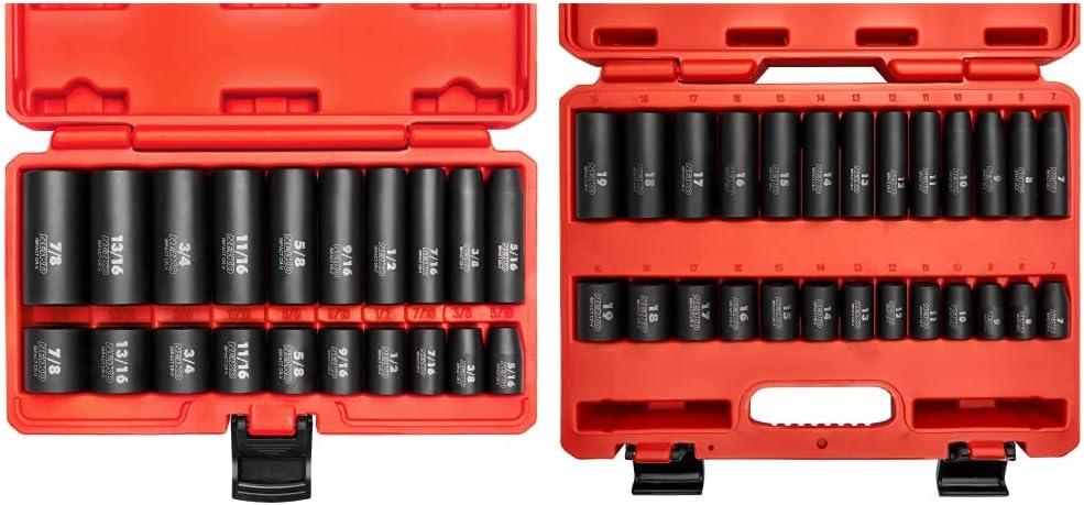 Neiko 02434A 3/8” Drive Standard and Deep SAE Impact Socket Set | 20 Pieces & 02433A 3/8” Drive Standard and Deep Metric Impact Socket Set | 26 Pieces : Everything Else