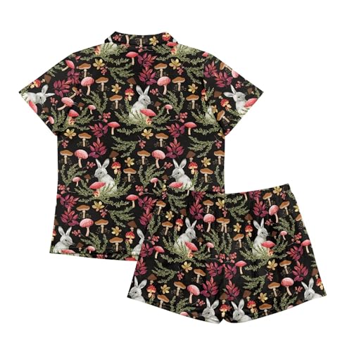 Image of Pjs Womens Short Sleeve Button Down Pajamas Set Two-Piece Nightwear with Pockets