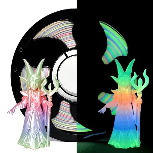 Image of Rainbow Glow in Dark Silk PLA Marshmallow 1.75mm 1kg Luminous 3D Filament | Shiny Smooth Surface Gradient Bright Night Light printing Hide layer Line 1kg spool 2.2lb for Printer Bambu Snapmaker AMS FDM