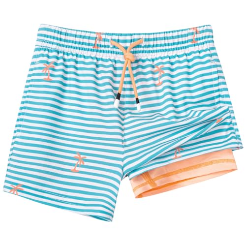 Image of SURF CUZ Boys Swim Trunks with Boxer Brief Liner Toddler Boy Stretch Swimsuit Shorts Quick Dry Swimming Trunks Bathing Suit