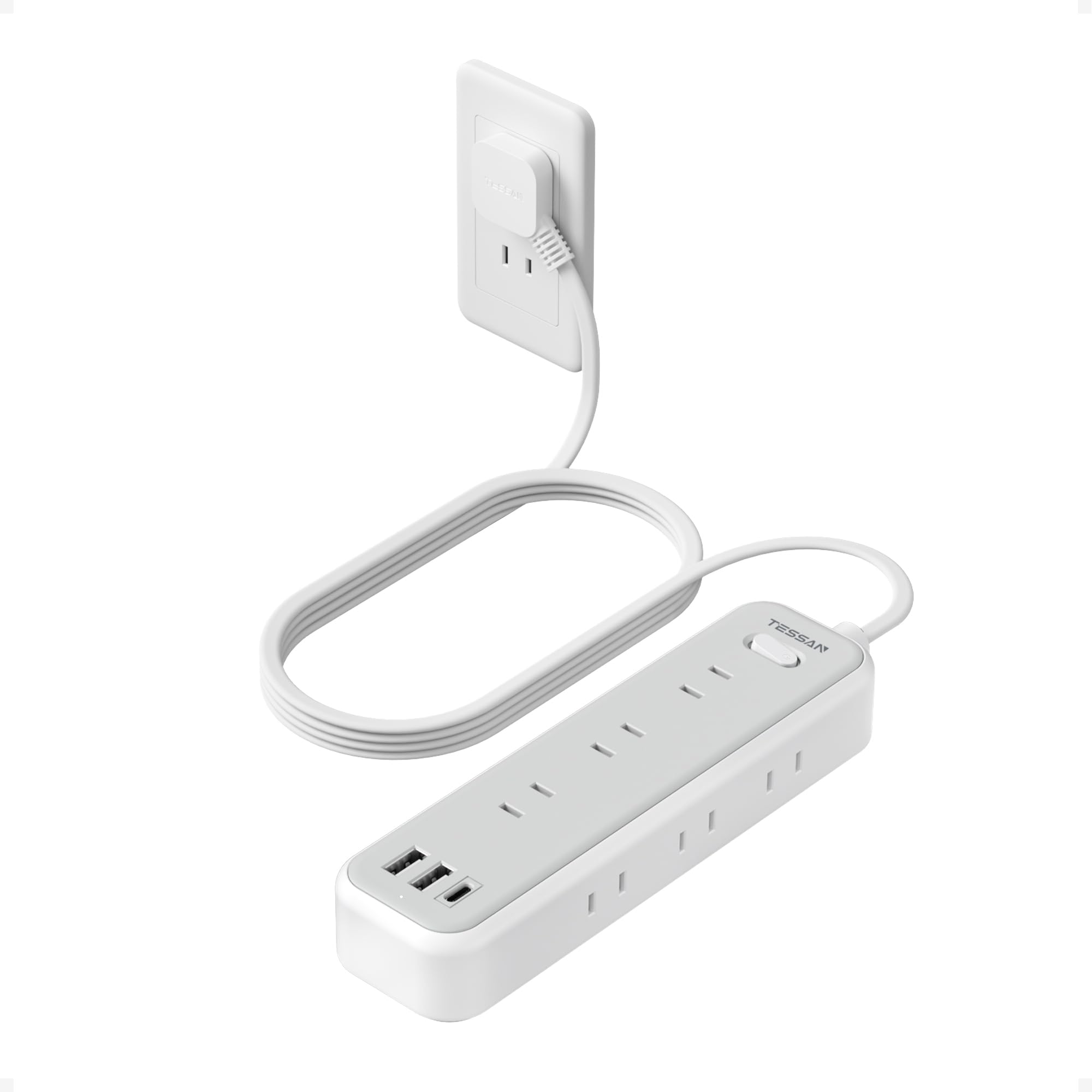 TESSAN 延長コード 3m 薄型 長い 電源タップ usb たこあしコンセン…