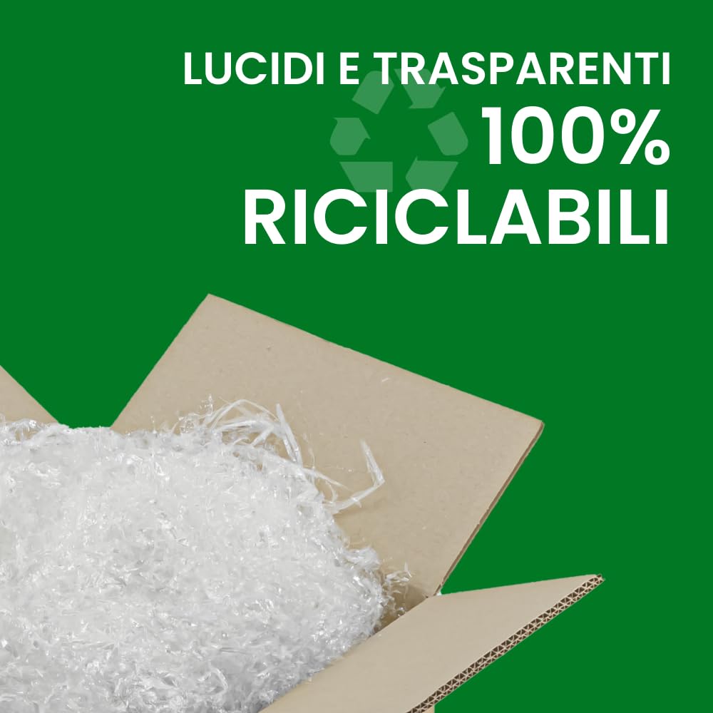 IMBALLAGGI 2000-15Kg Trucioli Trasparenti in Polipropilene Bio, Paglia per Cesti Natalizi, Regali di Natale e Confezione Regalo, Riempimento Imballaggio per Spedizioni Pacchi, Paglietta per Scatole