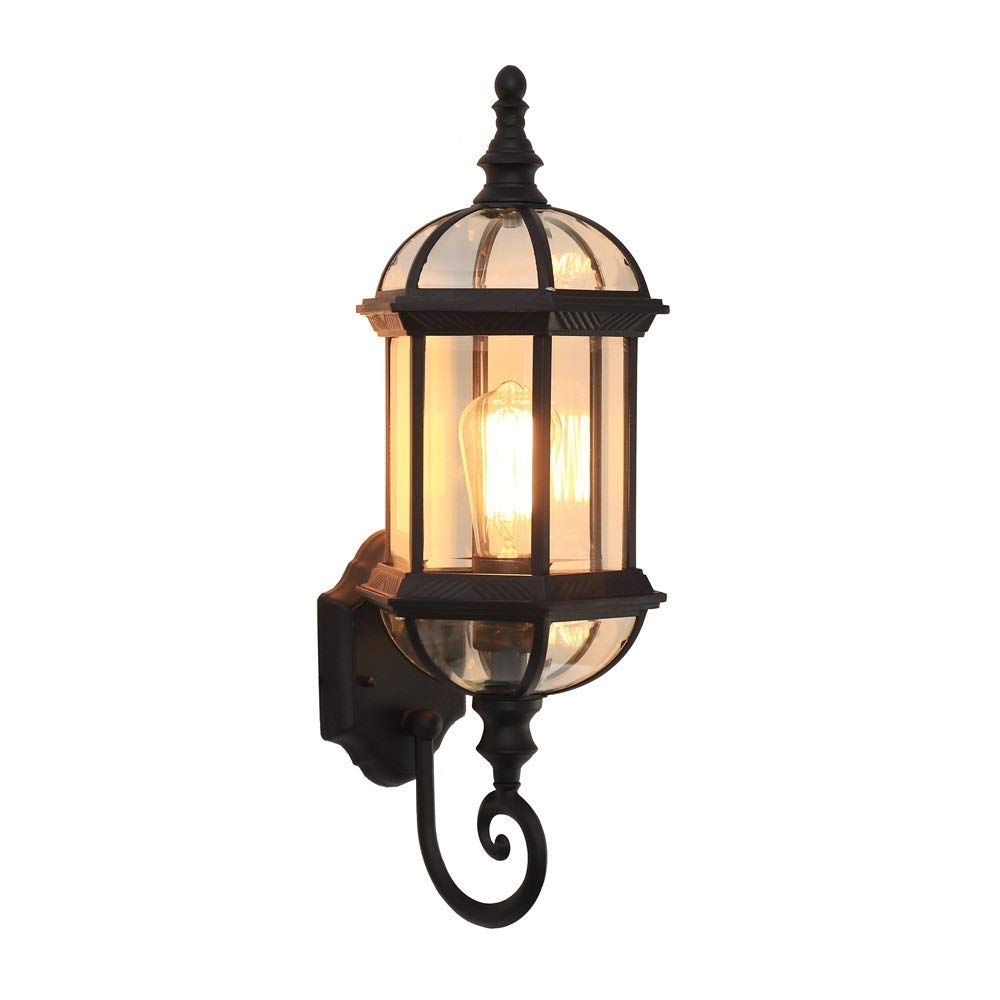 ZXTIIEUF Outdoor Waterproof Gooseneck Wall Lamp Aluminum Garden Patio Balcony Villa Light Farmhouse Porch Sconce Clear Glass Lantern Commercial Household Decoration Lighting E27 Needed