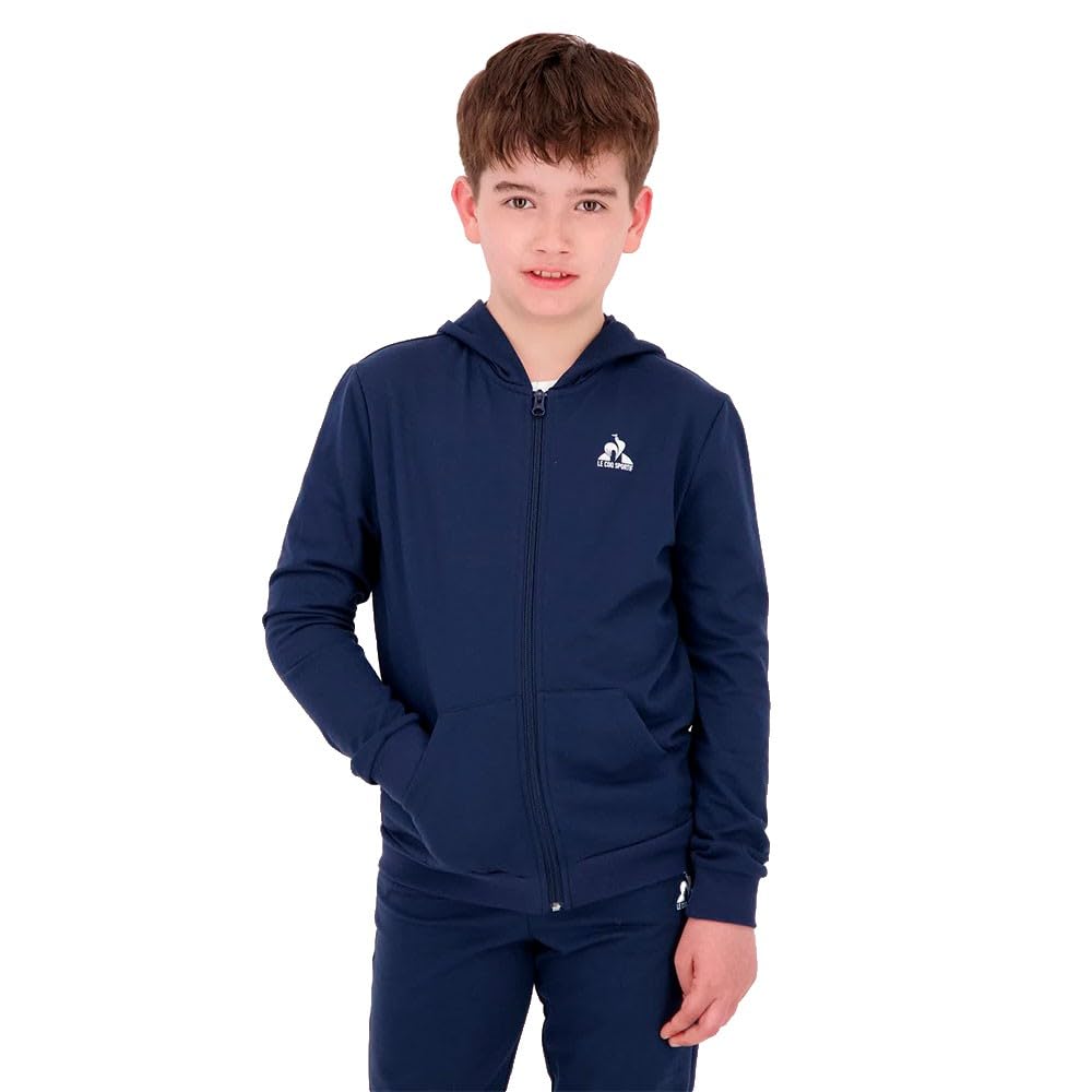 Le Coq Sportif 2520445 LE COQ SPORTIF ESS FZ Hoody N°1 Niño ESSENCIALES - Sudadera con cremallera y capucha de algodón poliéster - Corte clásico - Suave cómodo - Azul claro - Talla 10 años Unisex niños (Pack de 1)