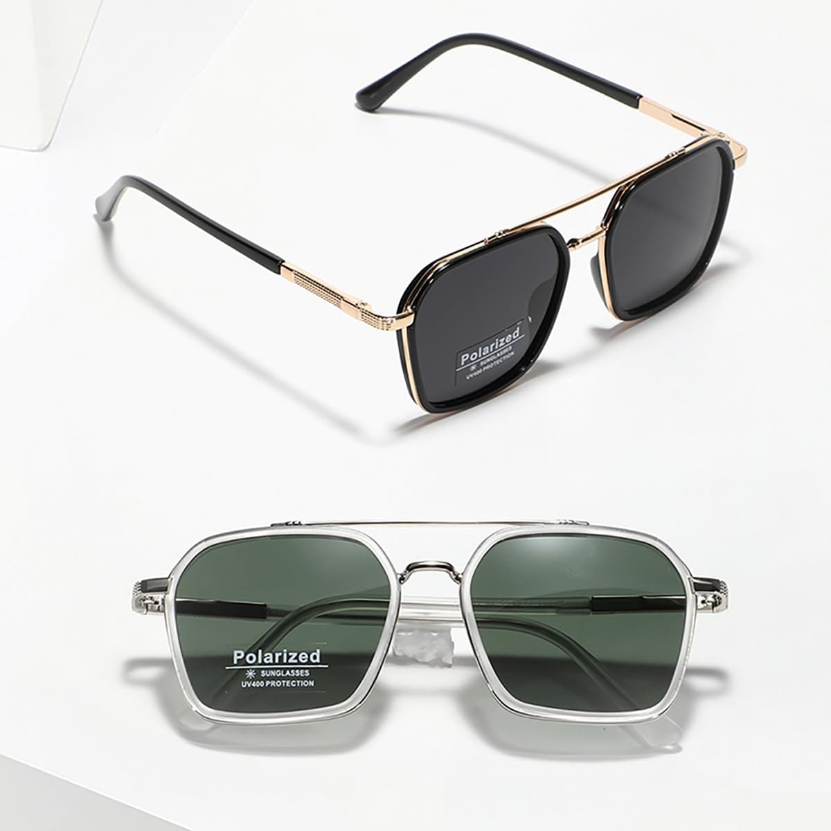Metal Square Frame Sunglasses Big Tr90 Double Bridge Polarized Sun Glasses TAC Lens Unisex Glasses - Image 5