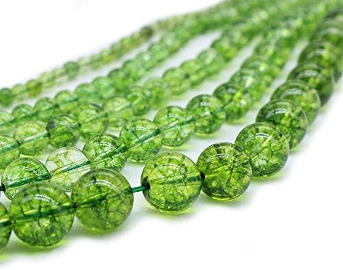 Green Peridot Crystal Beads Natural Stone Olive Quartz Round Loose Beads for Jewelry Making DIY Bracelet 15" 39cm (Color : Green, Item Diameter : 12mm Approx 30beads)
