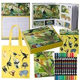 CuppaClip Fantastic Animals Coloring Book Set Art Set with Acrylic Markers Stickers Canvas Tote Bag 2026 Calendar Christmas Gifts for Adults Teens Girls Boys Kids (Animals)