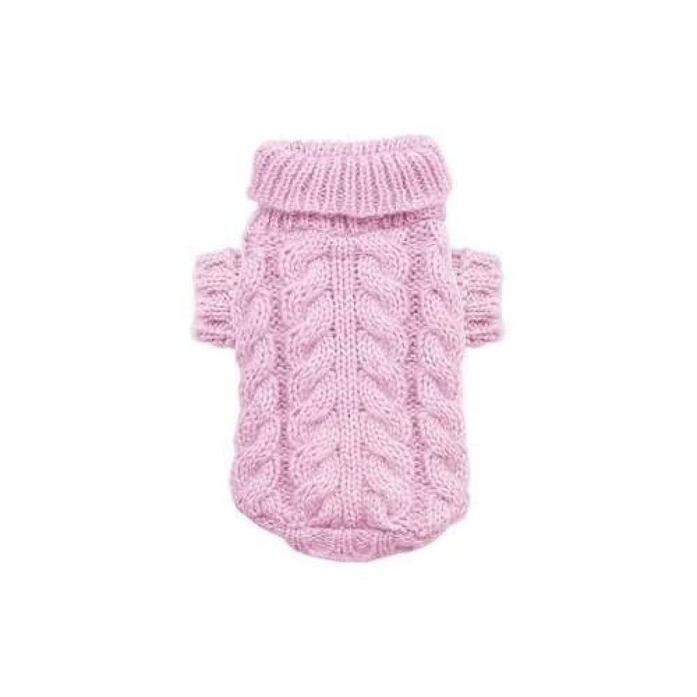 Hip Doggie HD-7ACP-XL Angora Cable Knit Sweater for Dogs XL Pink