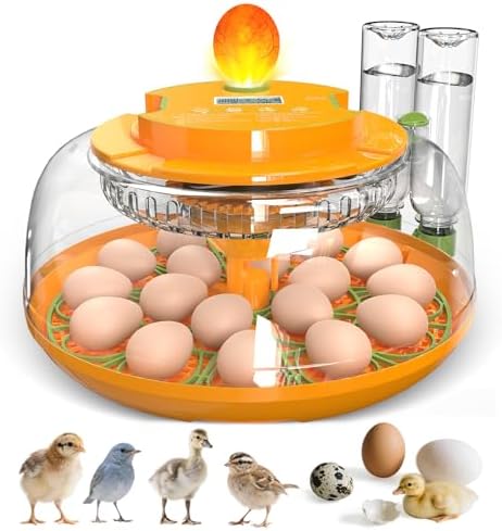 18 Egg Incubators for Hatching Eggs, Egg Incubator Incubator with Automatic Turning and Humidity Control, Auto Water Replenishment, 2 Size Trays, Air Vent, for Chicken Duck Quail Goose Eggs