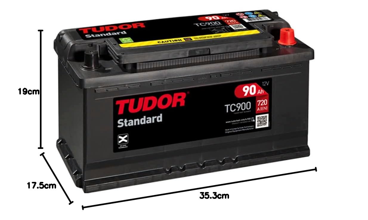 Tudor TC900 Batería de coche Tudor 90Ah 720A, Gama Standard para Automóviles de turismo