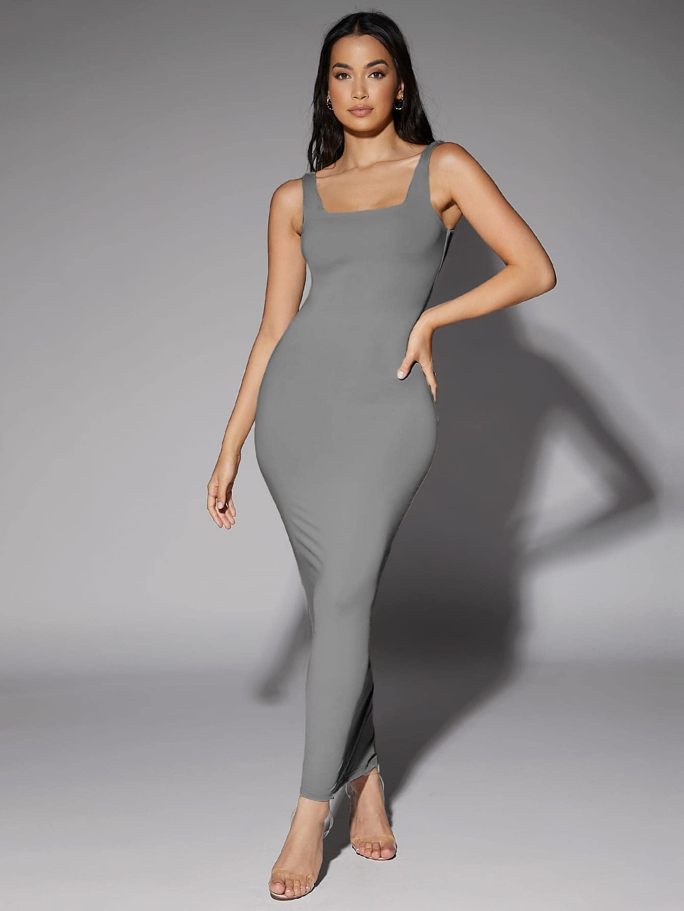 dark grey tank dress Sofia Merino Wool Fit & Flare Dress - Marine Blue – Sofia Fit and Flare  Dress main image 1