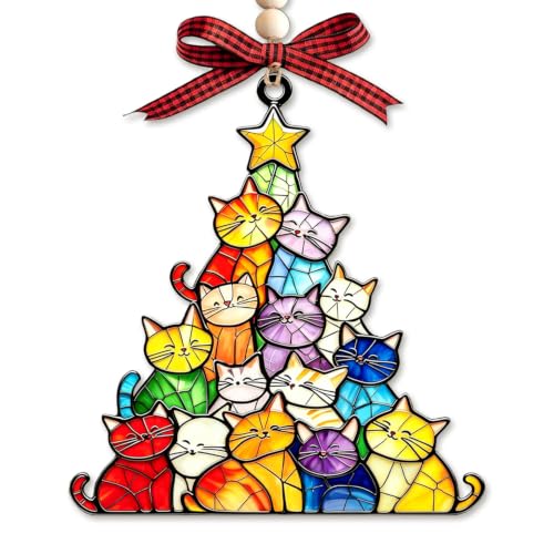 Image of Cat Lover Gifts for Women,Funny Holiday Decorations Cat Christmas Ornament