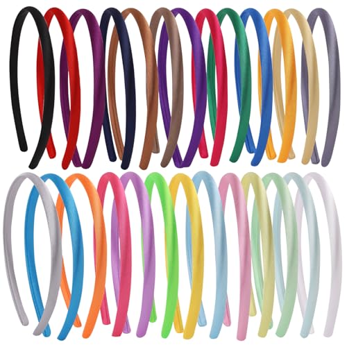 26 Stück Haarreifen Satin 1cm, Stirnbänder Haarreif Rutschfest,...
