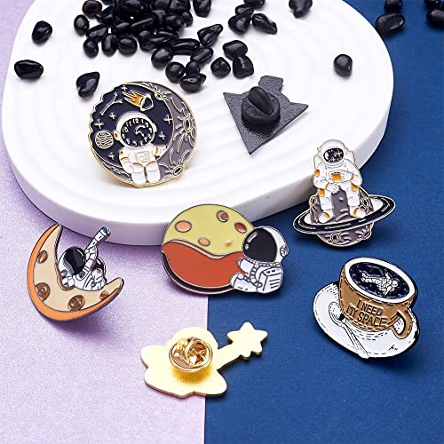 Image of Cheriswelry 13Pcs 13 Styles Cute Space Enamel Alloy Pins Bulk Astronauts Cartoon Brooch Pins Set Fashionable Planet Theme Lapel Pins 25-60mm for Clothing Hat Jacket Bag Decoration