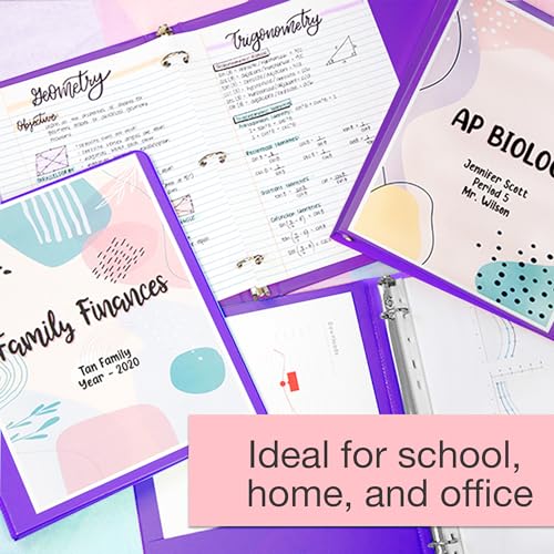 Image of BAZIC Products 1 /2 in Purple 3-Ring View Binder, 2 Pockets, 100 Sheet Capacity, for School Office Home, 2 Pack