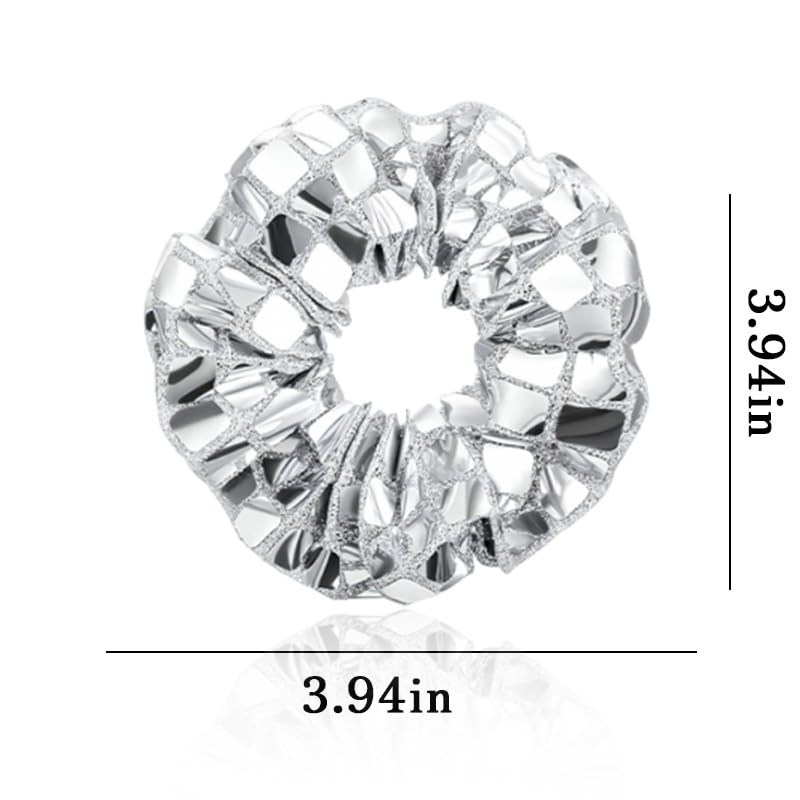 Disco Ball Sequin Hair Scrunchies for Women 2PCS Glitter Scrunchie for Cheerleader Silver Hair Accessories for Women Disco Party Metallic Hair Scrunchie for 80s 90s Birthday Party Hair Accessory - Image 2