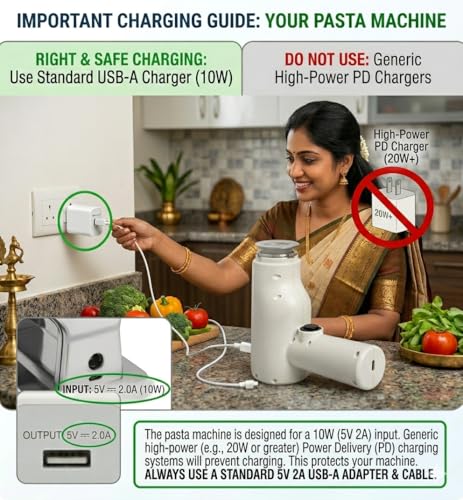 Image of Automatic Electric Idiyappam Maker with 7 Stainless Steel Molds | Rechargeable Cordless Murukku & Chakli Maker Machine | Heavy Duty 40W Motor Sev Press, Pasta & Noodle Maker | 200g Capacity