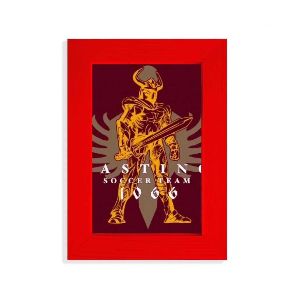 Cadre photo Moyen-Age rouge avec motif de guerrier brave au sabre pour decoration interieure