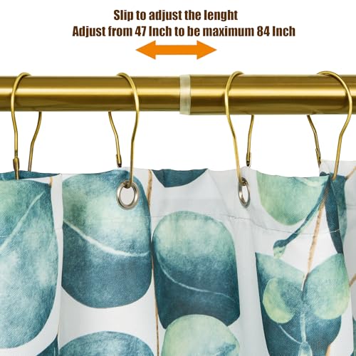Image of Artiwell Heavy Duty Shower Rod, Adjustable Shower Curtain Rod, Expandable 47-84 Inch, Permanent Mount Shower Rod, Never Rust Stainless Steel For Window Curtain and Closet, Brushed Gold