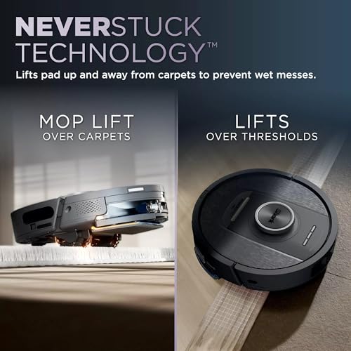 Close-up of robot vacuum & mop combo cleaning edge surfaces