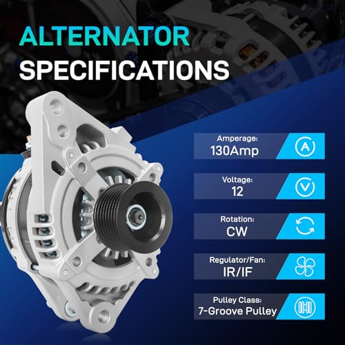 Image of New Alternator Compatible with Toyota 2010-2015 Tacoma, 2003-2009 4Runner, 4.0L, 12V 130A CW, 1042103470 104210-3471 104210-4870 11139N
