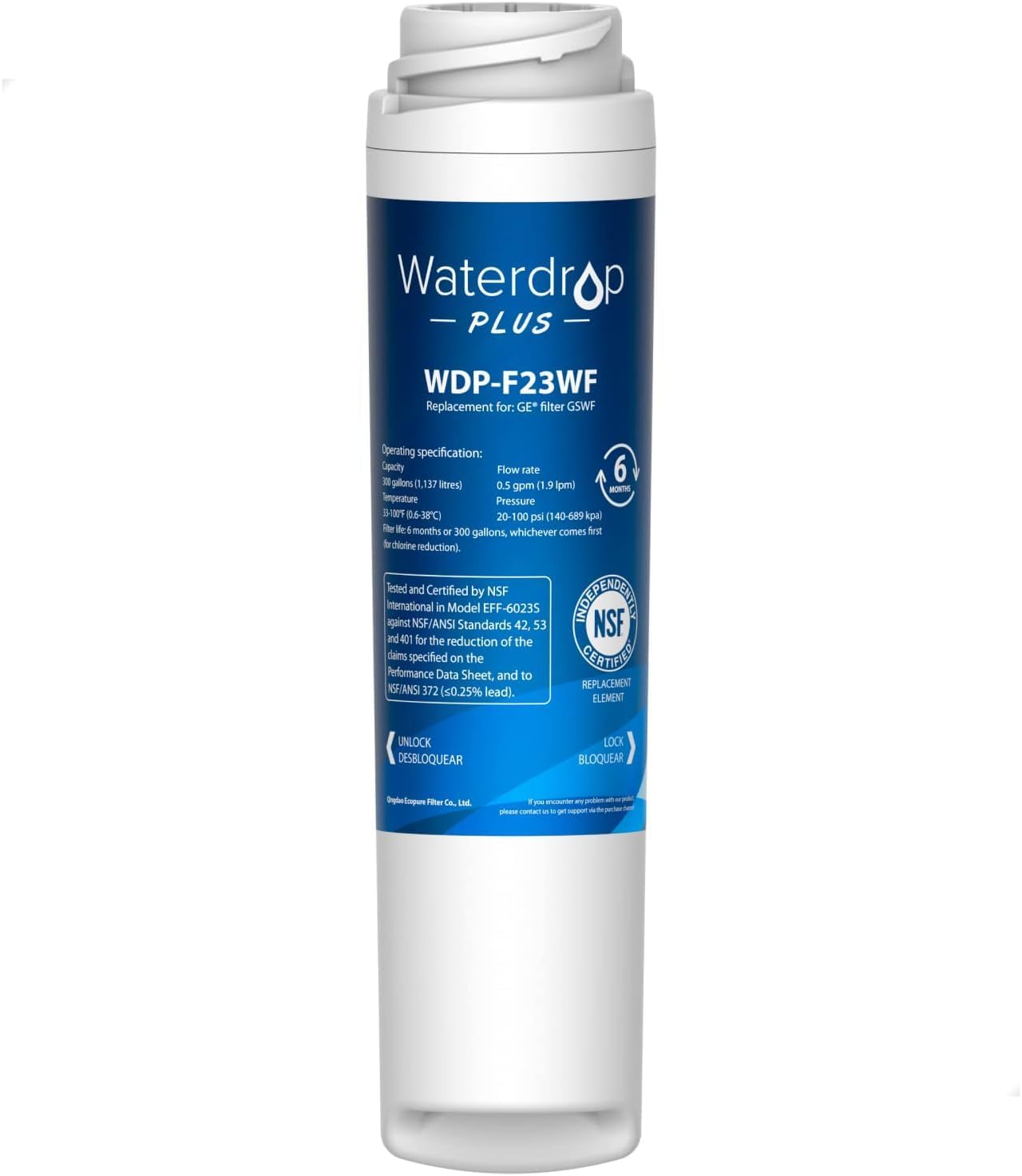 Waterdrop GSWF Refrigerator Water Filter, Compatible with GE GSWF Smart