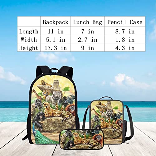 Agoviwo Chinchilla Printed Children School Bag Set 3PCS Set with Bookbag, Meal Holder and Pen Bag3