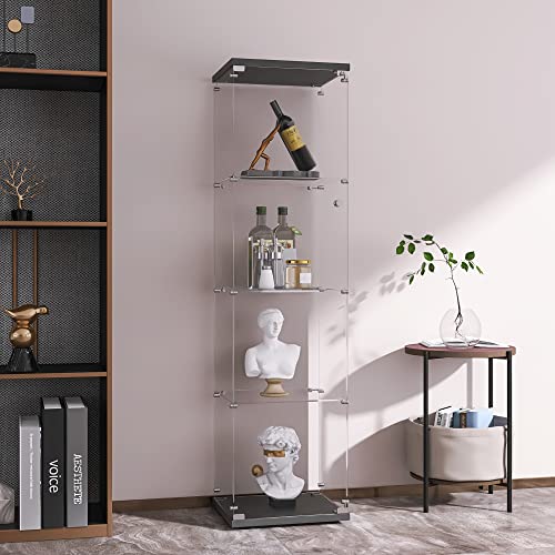 Image of LFT HUIMEI2Y 4-Tier Glass Display Cabinet with Lock, Display Case Black