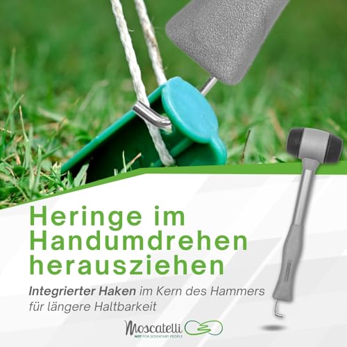 MOSCATELLI Vielseitiger, robuster und ergonomischer Campinghammer mit Haken zum Entfernen von Heringen - Grau