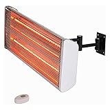 IW.HLMF 2000W Elektro-Wandheizer mit Fernbedienung, einstellbare Halogen-Wand-Terrassenheizer mit Zwei Heizrohren, für den Garten im Freien