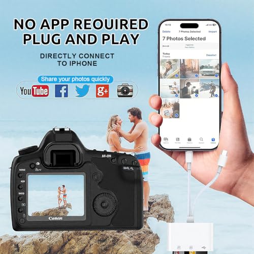 Image of Verilux SD Card Reader for iPhone /iPad,2 in 1 USB C /Light-ning SD Card Reader with Dual Slot for SD /TF and High Speed Data Sync USB 3.0 Type C OTG Adapter,Support iPhone /Galaxy /iPad /Camera