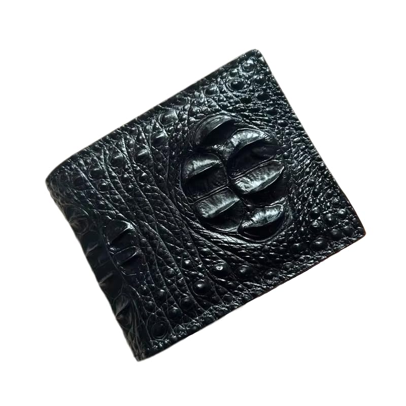 Cartera corta de piel de cocodrilo exótica auténtica para hombre, piel de cocodrilo auténtica, pequeña, clásica, plegable
