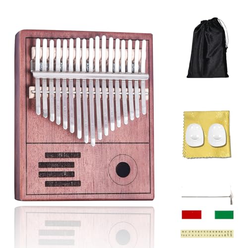 Kalimba Thumb Piano 17 Keys,Portable Mbira Finger Piano Beginners C Key with Music Book, Tuning Hammer, Storage bag, Christmas Gifts for Adults,Kids,Teenagers,Music Lovers