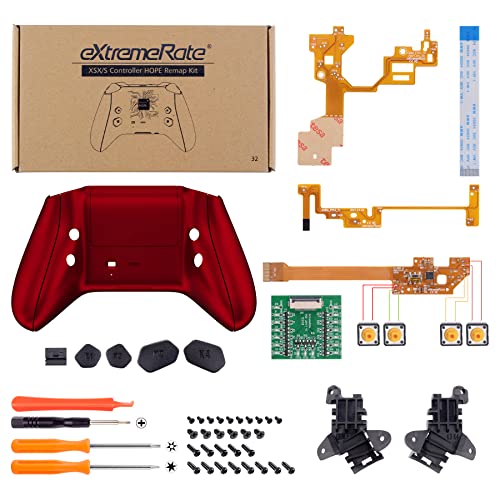 Image of eXtremeRate Hope Programable Remap Kit for Xbox Series X /S Controller, Upgrade Boards & Redesigned Back Shell & Side Rails & Back Buttons for Xbox Core Controller - Scarlet Red