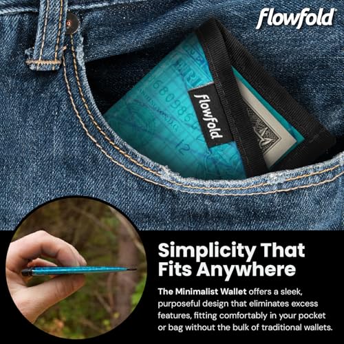 Image of Flowfold Recycled Sailcloth Minimalist Card Holder Wallet | Slim and Durable with Cash pocket and Credit Card Slot | Minimalist Wallet Made in USA Holds 6-8 Cards