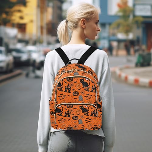 Image of ALAZA Halloween Orange Festive Women Backpack Purse Ladies Fashion Shoulder Bag Daypack Travel Bag 10L